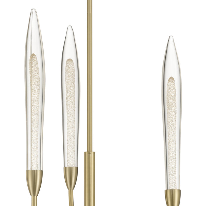 Chandelier Thesis 207265A Calle 16 inch 3 light Brass LED Chandelier with Gold Leaf Hand Pressed Glass Shades THESIS