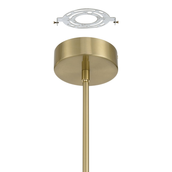 Chandelier Thesis 207265A Calle 16 inch 3 light Brass LED Chandelier with Gold Leaf Hand Pressed Glass Shades THESIS