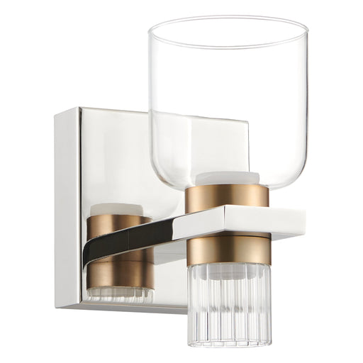 Vanity Light Thesis 207678A Amelia 4 inch 2 light Polished Nickel and Champagne Gold 5CCT LED Vanity Light with Clear and Clear Ribbed Glass THESIS