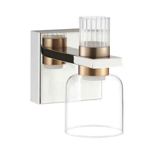 Vanity Light Thesis 207678A Amelia 4 inch 2 light Polished Nickel and Champagne Gold 5CCT LED Vanity Light with Clear and Clear Ribbed Glass THESIS