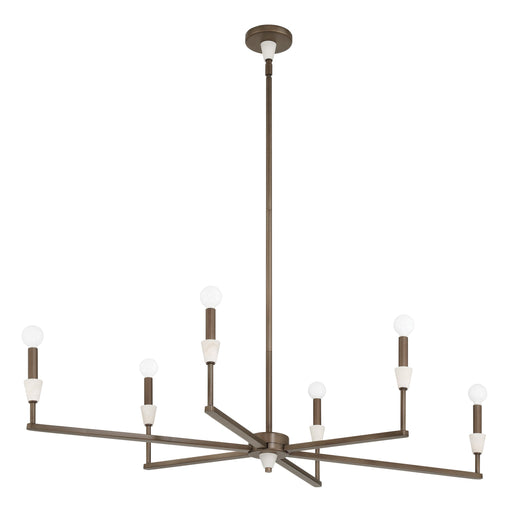 Chandelier Thesis 207365A Montclair 46 inch 6 light Forged Bronze and Natural Alabaster Linear Chandelier THESIS