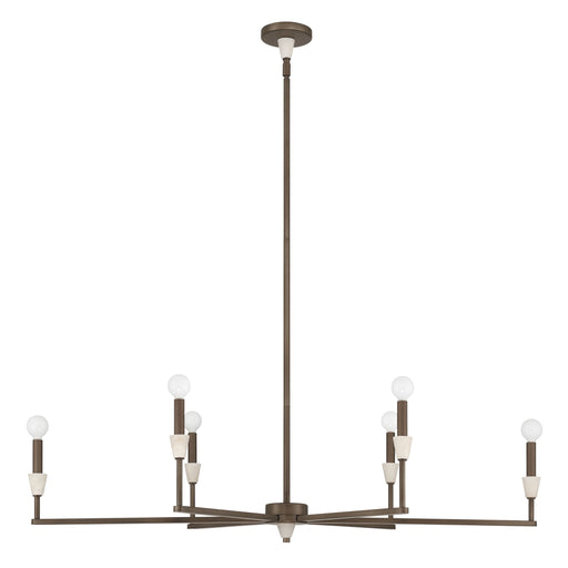 Chandelier Thesis 207365A Montclair 46 inch 6 light Forged Bronze and Natural Alabaster Linear Chandelier THESIS
