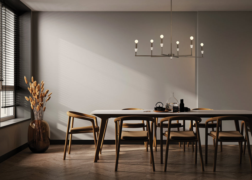 Chandelier Thesis 207365A Montclair 46 inch 6 light Forged Bronze and Natural Alabaster Linear Chandelier THESIS