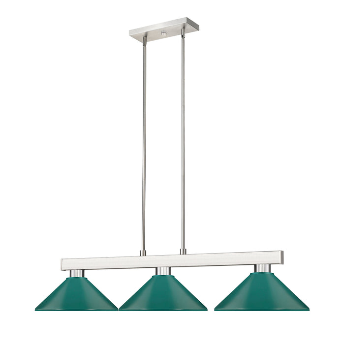 Billiard Z-Lite 152BN-MDG Brushed Nickel Cobalt 3 Light Billiard Z-Lite