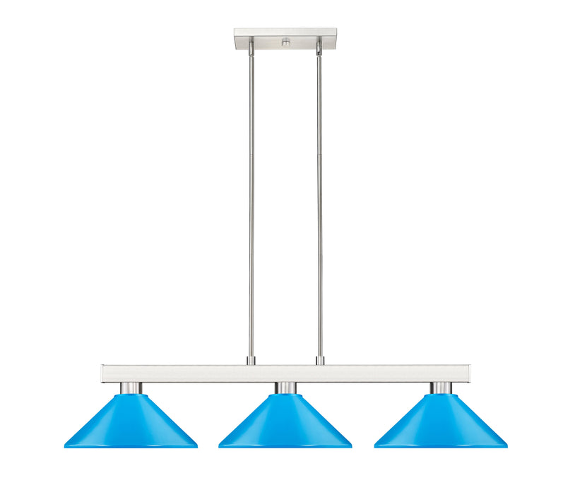 Billiard Z-Lite 152BN-MEB Brushed Nickel Cobalt 3 Light Billiard Z-Lite
