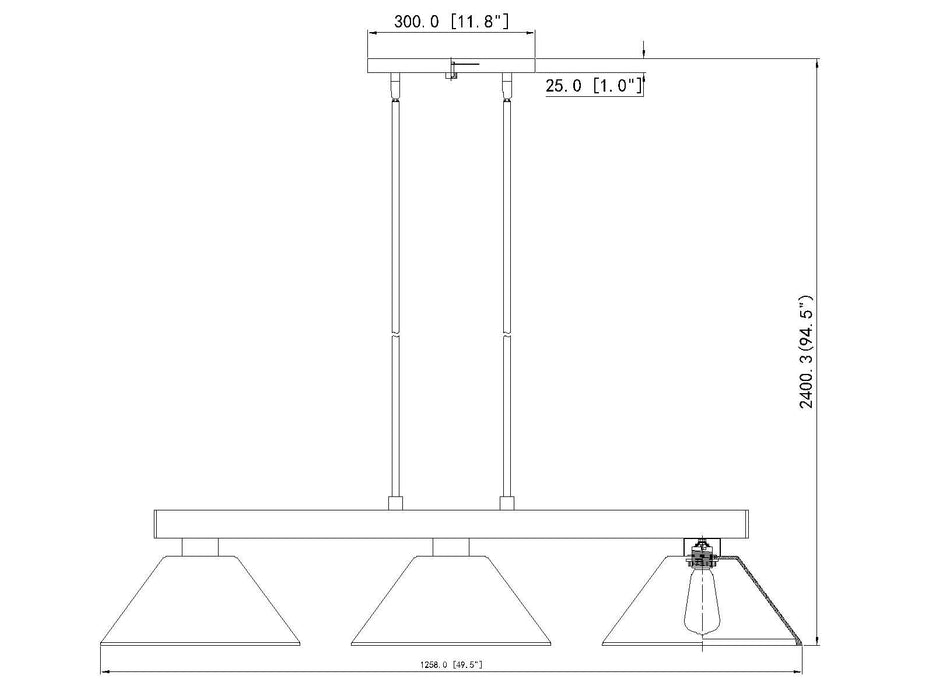 Billiard Z-Lite 152MGLD-AMO14 Modern Gold Cobalt 3 Light Billiard Z-Lite