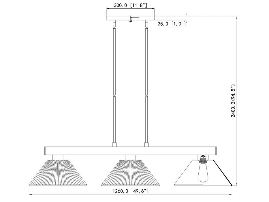 Billiard Z-Lite 152MGLD-ARDB Modern Gold Cobalt 3 Light Billiard Z-Lite