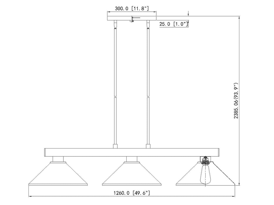 Billiard Z-Lite 152MGLD-MBRZ Modern Gold Cobalt 3 Light Billiard Z-Lite