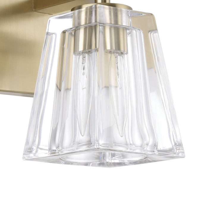 Vanity Light Thesis 206981A Valentin 4 inch 1 light Champagne Gold Vanity Light with Clear Pressed Glass Shade THESIS