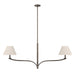 Chandelier Thesis 207338A Bethany 56 inch 2 light Forged Bronze Linear Chandelier with Natural Linen Shades THESIS