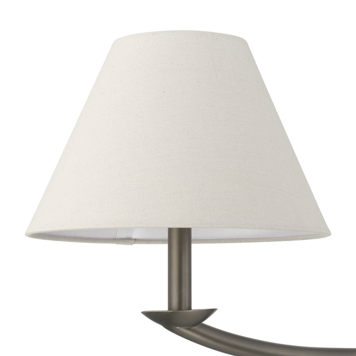 Chandelier Thesis 207338A Bethany 56 inch 2 light Forged Bronze Linear Chandelier with Natural Linen Shades THESIS