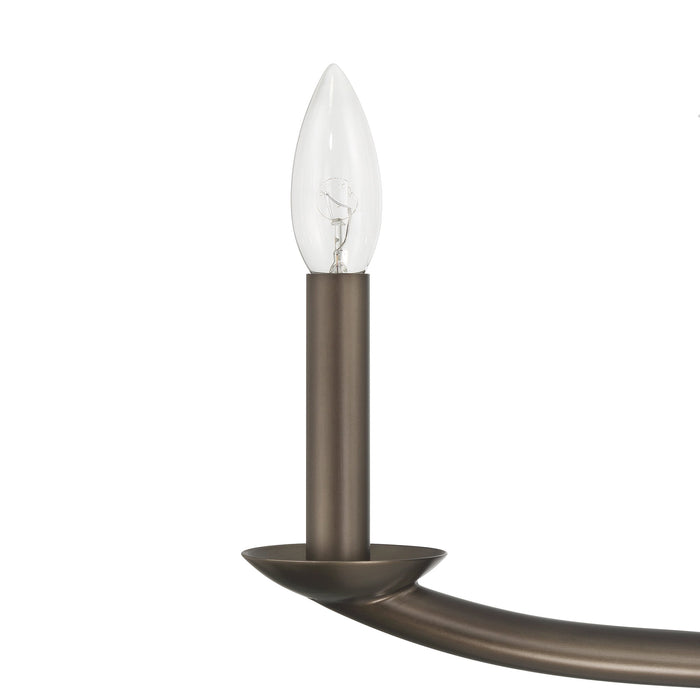 Chandelier Thesis 207338A Bethany 56 inch 2 light Forged Bronze Linear Chandelier with Natural Linen Shades THESIS
