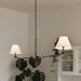 Chandelier Thesis 207338A Bethany 56 inch 2 light Forged Bronze Linear Chandelier with Natural Linen Shades THESIS