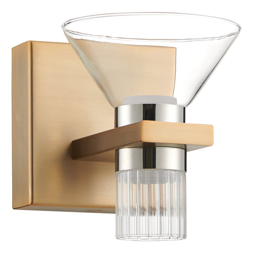 Vanity Light Thesis 207683A Blake 5 inch 2 light Champagne Gold and Polished Nickel 5CCT LED Vanity Light with Clear and Clear Ribbed Glass THESIS