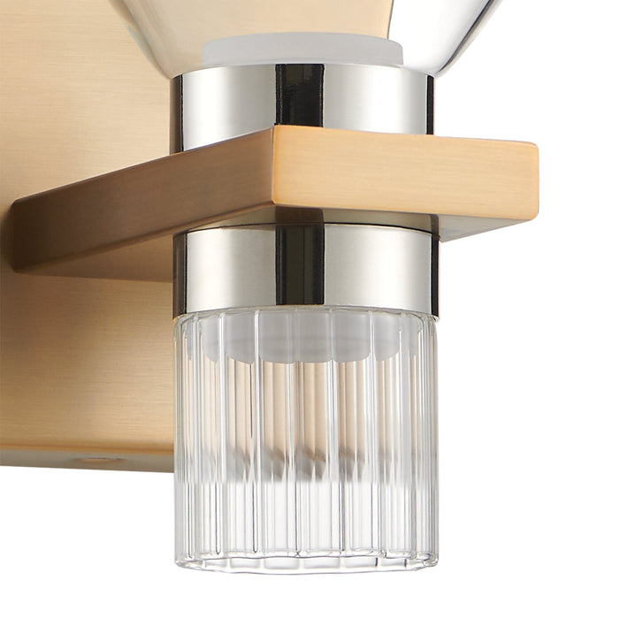 Vanity Light Thesis 207683A Blake 5 inch 2 light Champagne Gold and Polished Nickel 5CCT LED Vanity Light with Clear and Clear Ribbed Glass THESIS