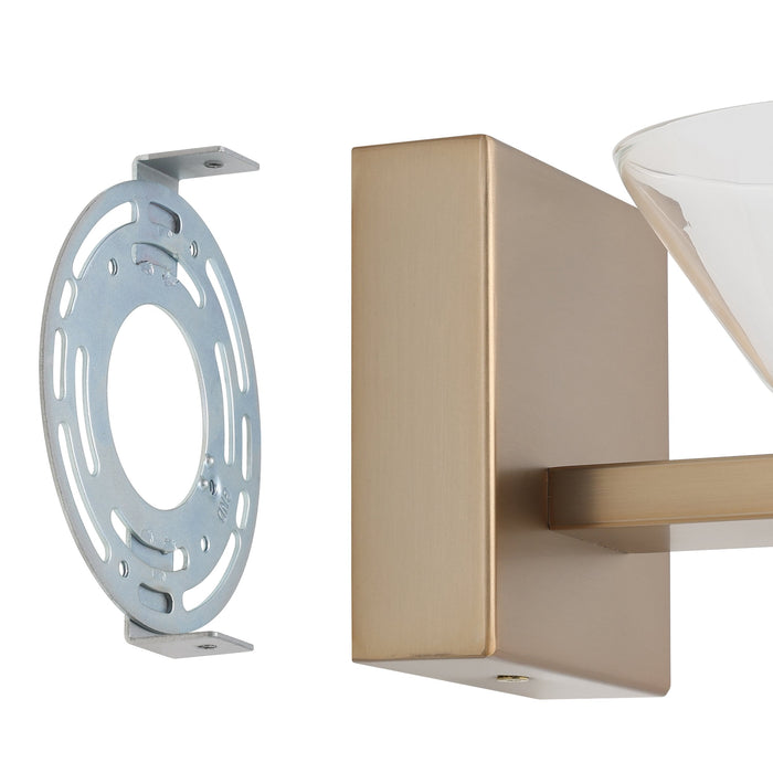 Vanity Light Thesis 207683A Blake 5 inch 2 light Champagne Gold and Polished Nickel 5CCT LED Vanity Light with Clear and Clear Ribbed Glass THESIS