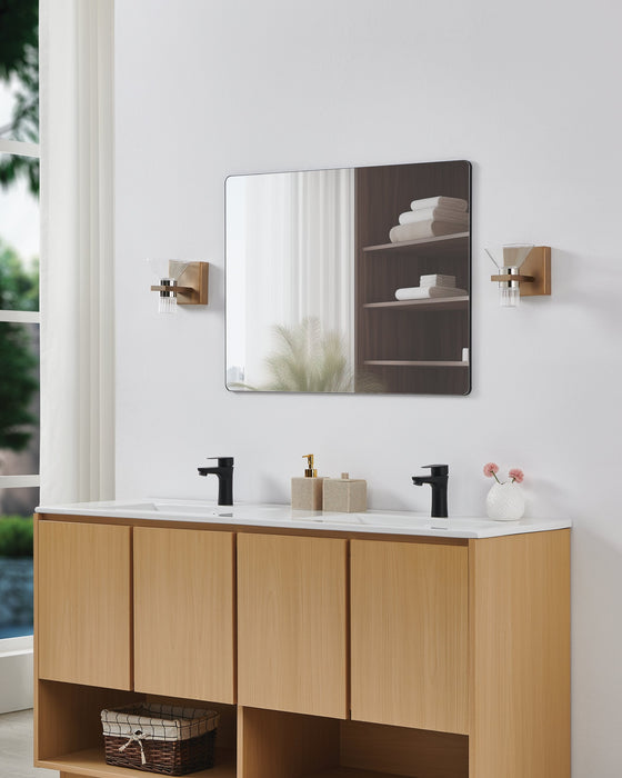 Vanity Light Thesis 207683A Blake 5 inch 2 light Champagne Gold and Polished Nickel 5CCT LED Vanity Light with Clear and Clear Ribbed Glass THESIS