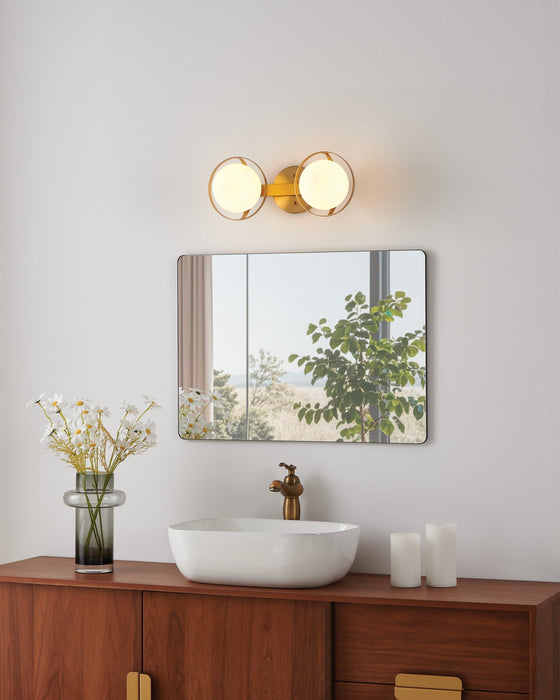 Vanity Light Thesis 206971A Parker 16 inch 2 light Champagne Gold Vanity Light with Etched Opal Glass Shades THESIS