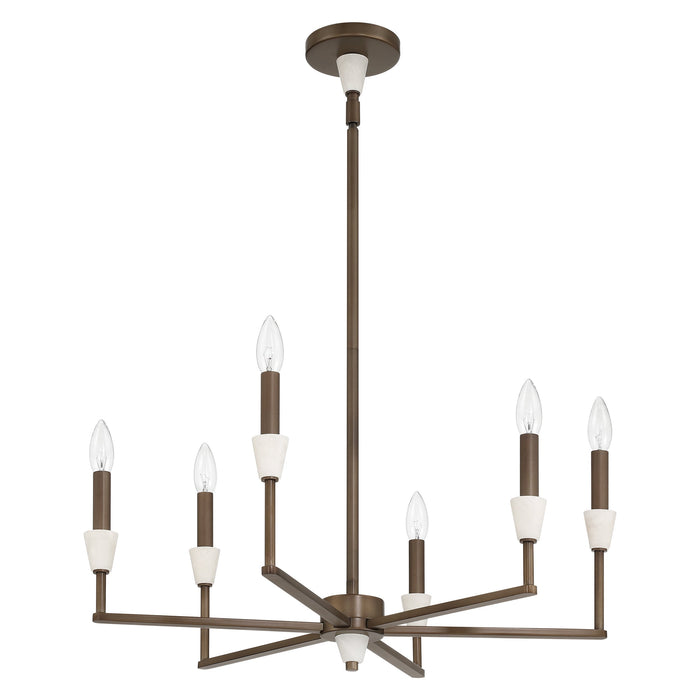 Chandelier Thesis 207363A Montclair 26 inch 6 light Forged Bronze and Natural Alabaster Chandelier THESIS