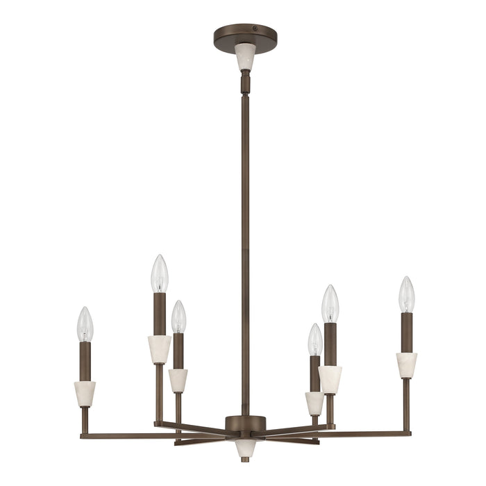 Chandelier Thesis 207363A Montclair 26 inch 6 light Forged Bronze and Natural Alabaster Chandelier THESIS