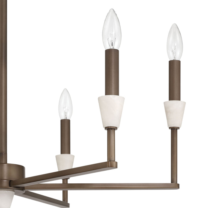 Chandelier Thesis 207363A Montclair 26 inch 6 light Forged Bronze and Natural Alabaster Chandelier THESIS