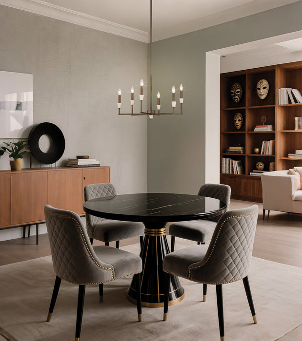 Chandelier Thesis 207363A Montclair 26 inch 6 light Forged Bronze and Natural Alabaster Chandelier THESIS