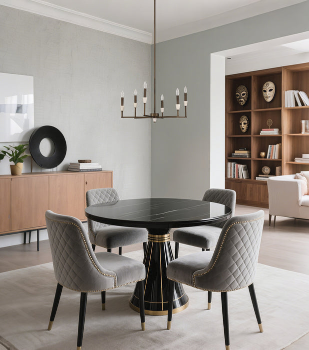 Chandelier Thesis 207363A Montclair 26 inch 6 light Forged Bronze and Natural Alabaster Chandelier THESIS