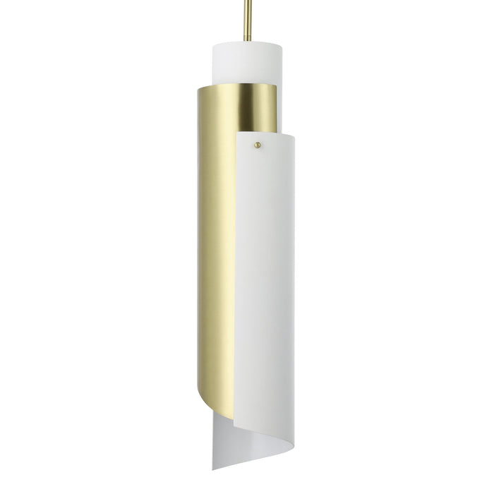 Pendant Light Thesis 206929A Enzio 6 inch 1 light Brushed Gold Pendant Light with Brushed Gold and Matte White Metal Shade THESIS