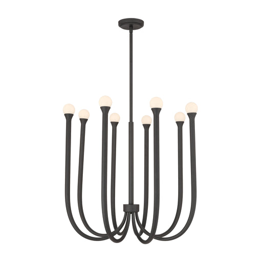 Chandelier Thesis 207263A Dahlia 28 inch 8 light Textured Black Chandelier with Opal Glass Shades THESIS