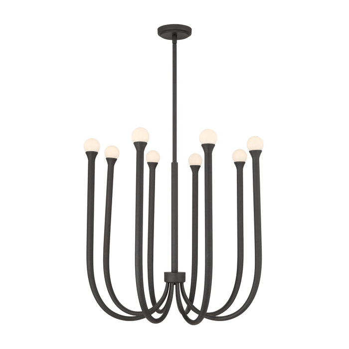 Chandelier Thesis 207263A Dahlia 28 inch 8 light Textured Black Chandelier with Opal Glass Shades THESIS