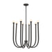 Chandelier Thesis 207263A Dahlia 28 inch 8 light Textured Black Chandelier with Opal Glass Shades THESIS
