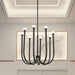 Chandelier Thesis 207263A Dahlia 28 inch 8 light Textured Black Chandelier with Opal Glass Shades THESIS