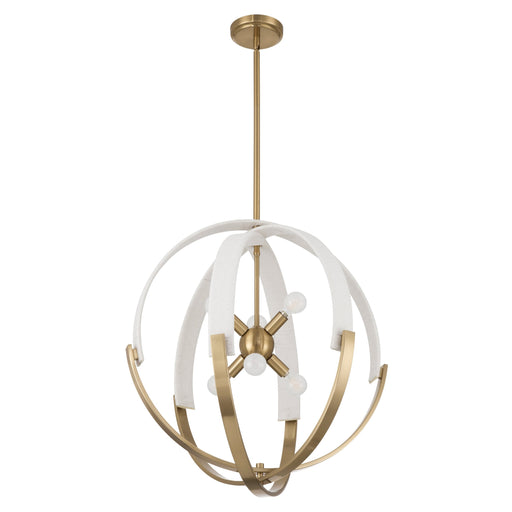 Chandelier Thesis 207273A Abbey 23 inch 6 light Brass and Cream Cotton Rope Chandelier THESIS