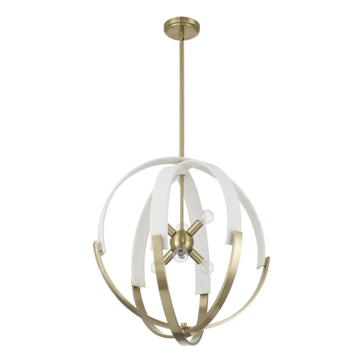 Chandelier Thesis 207273A Abbey 23 inch 6 light Brass and Cream Cotton Rope Chandelier THESIS