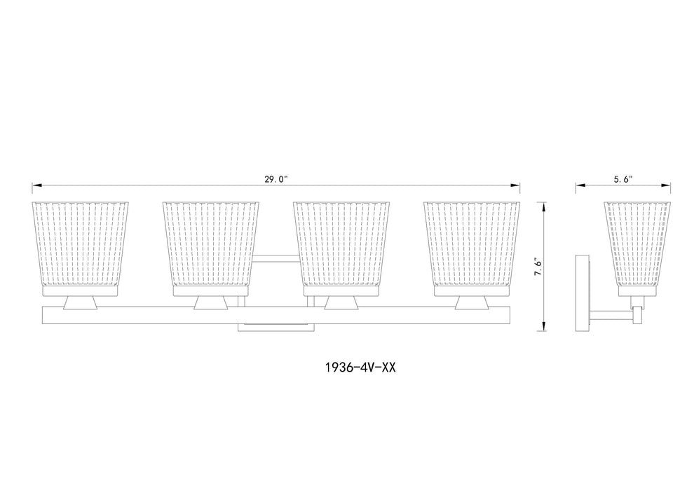 Vanity Z-Lite 1936-4V-MB Matte Black Astor 4 Light Vanity Z-Lite