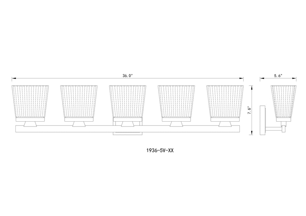 Vanity Z-Lite 1936-5V-MB Matte Black Astor 5 Light Vanity Z-Lite