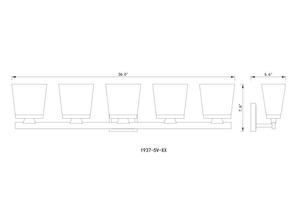 Z-Lite 1937-5V-MB Matte Black Astor 5 Light Vanity — LightStoreUSA