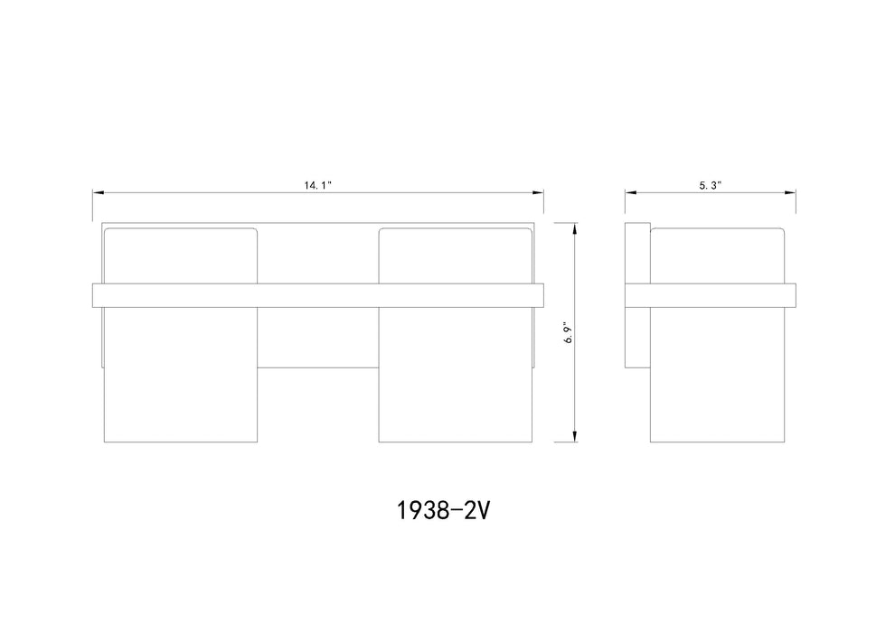 Vanity Z-Lite 1938-2V-MB Matte Black Bennington 2 Light Vanity Z-Lite