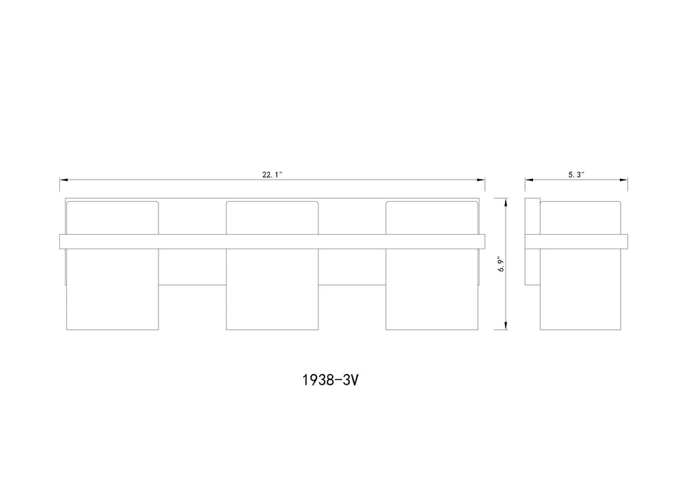 Vanity Z-Lite 1938-3V-MB Matte Black Bennington 3 Light Vanity Z-Lite