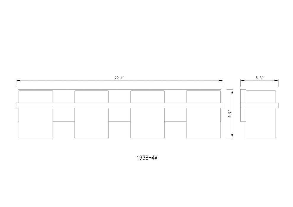 Vanity Z-Lite 1938-4V-MGLD Modern Gold Bennington 4 Light Vanity Z-Lite
