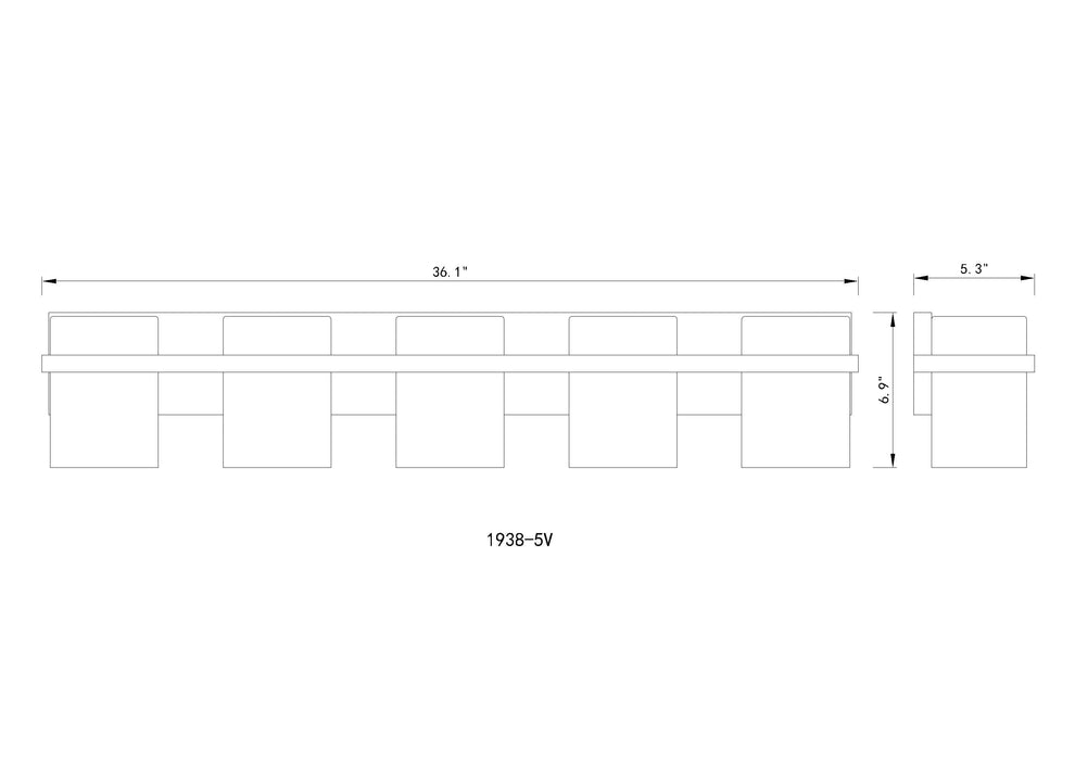 Vanity Z-Lite 1938-5V-CH Chrome Bennington 5 Light Vanity Z-Lite
