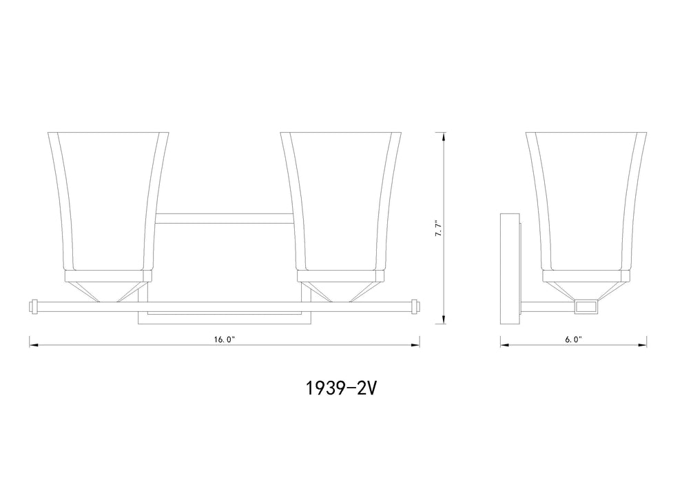 Vanity Z-Lite 1939-2V-MB Matte Black Darcy 2 Light Vanity Z-Lite
