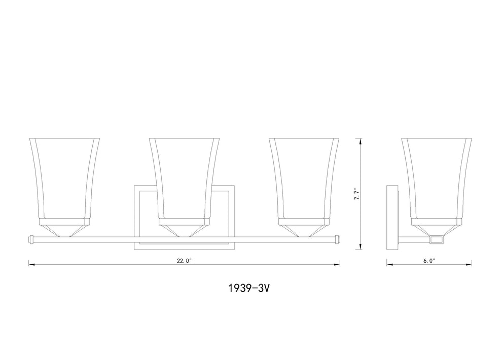 Vanity Z-Lite 1939-3V-CH Chrome Darcy 3 Light Vanity Z-Lite