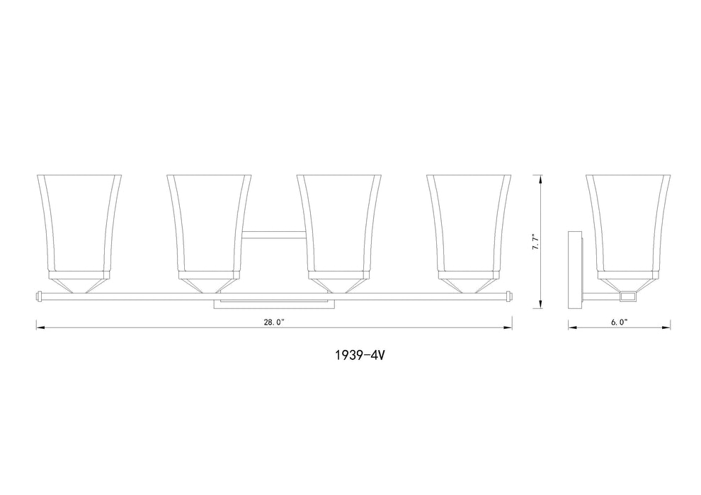 Vanity Z-Lite 1939-4V-MB Matte Black Darcy 4 Light Vanity Z-Lite