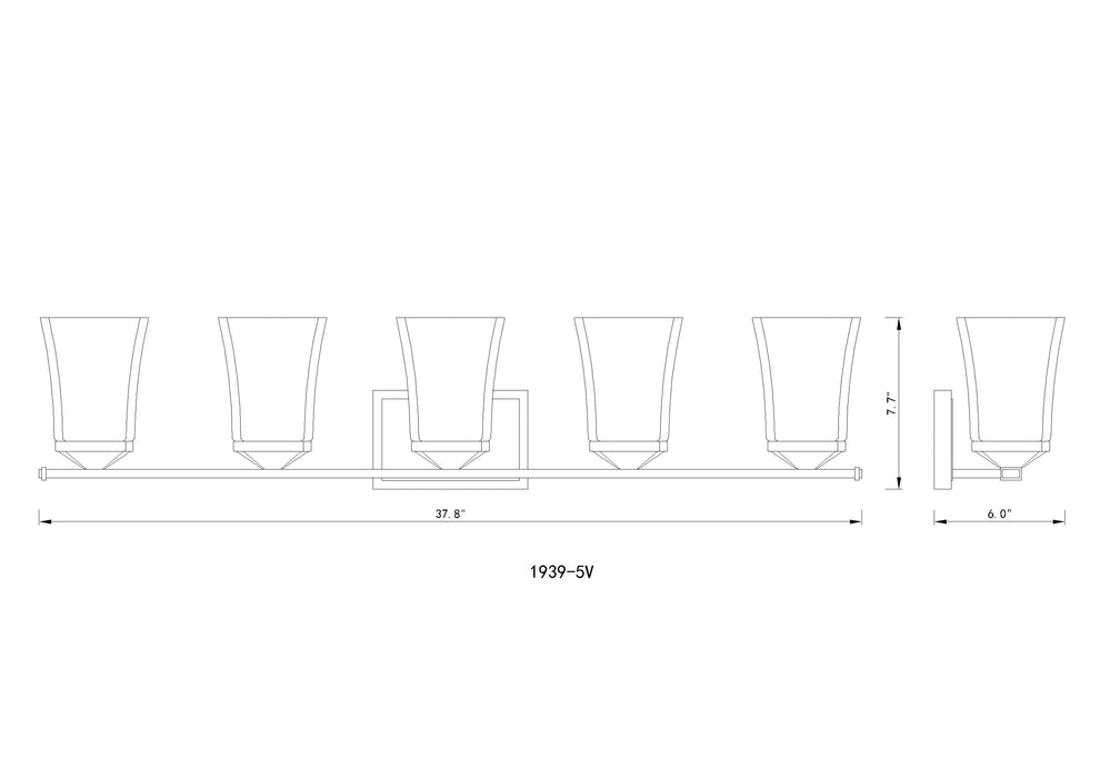 Vanity Z-Lite 1939-5V-BN Brushed Nickel Darcy 5 Light Vanity Z-Lite