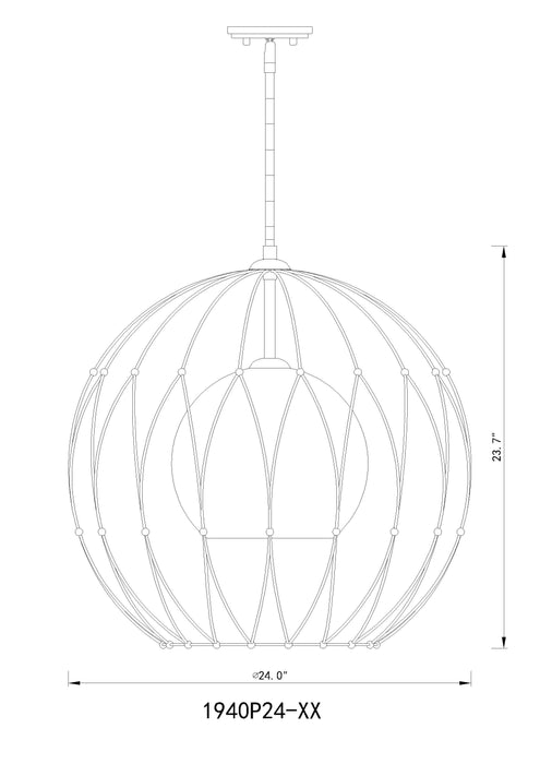 Pendant Z-Lite 1940P24-MB Matte Black Elle 1 Light Pendant Z-Lite