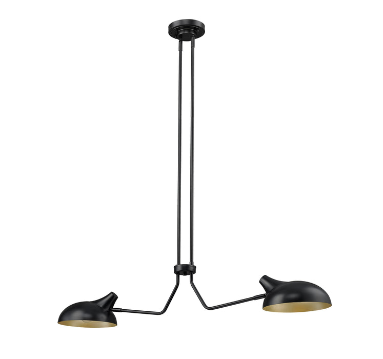 Linear Chandelier Z-Lite 1942-2L-MB Matte Black Bellamy 2 Light Linear Chandelier Z-Lite