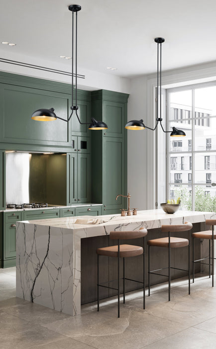 Linear Chandelier Z-Lite 1942-2L-MB Matte Black Bellamy 2 Light Linear Chandelier Z-Lite