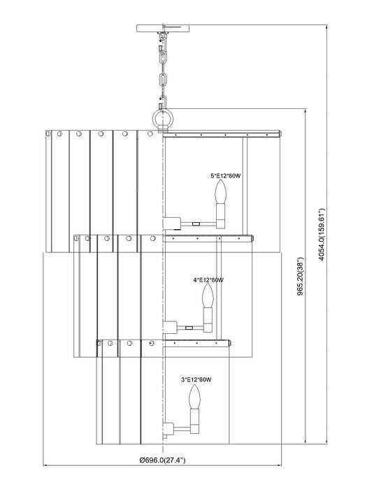 Chandelier Z-Lite 1943-36MB Matte Black Glacier 12 Light Chandelier Z-Lite