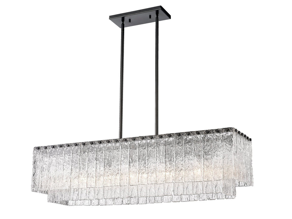 Linear Chandelier Z-Lite 1943-42L-MB Matte Black Glacier 5 Light Linear Chandelier Z-Lite